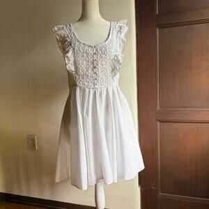 FREE PEOPLE | White Cotton Half Moon Mini Dress | Medium